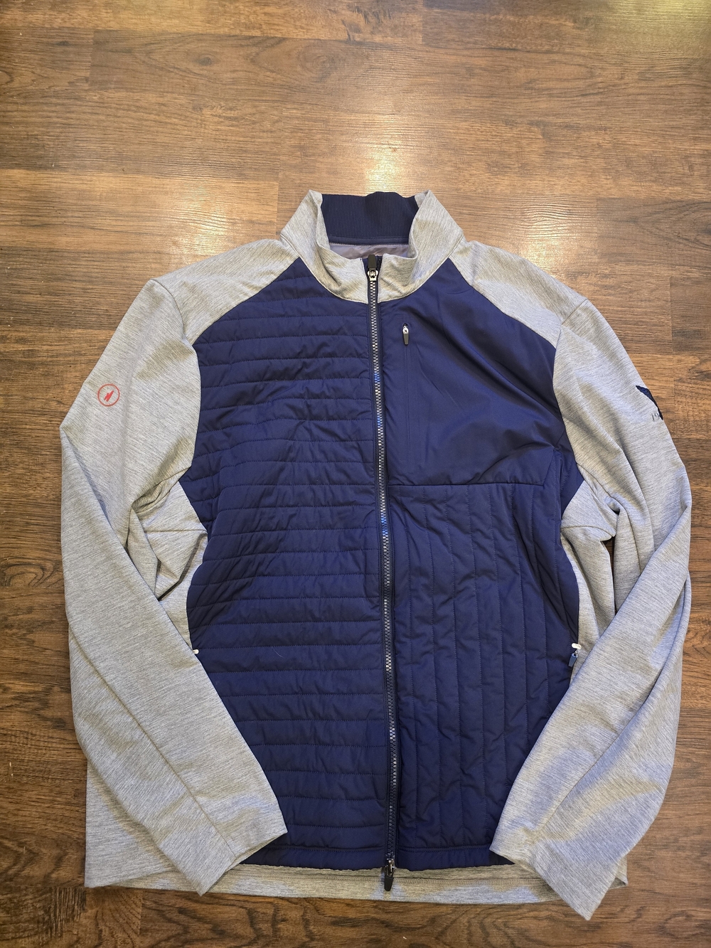 Johnny-Oh Men's Quilted Navy and Light Gray Jackey